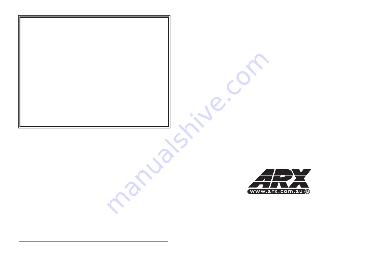 ARX SPL 30 Owner'S Manual Download Page 1