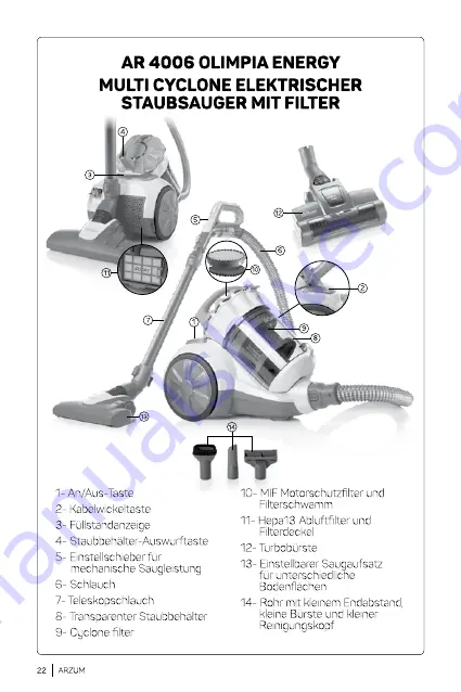 Arzum AR4006 Instruction Manual Download Page 22