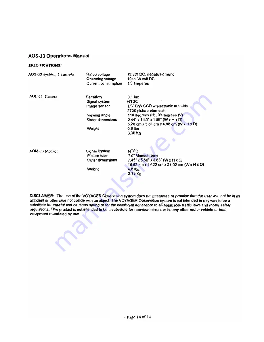 ASA Electronics Voyager AOS-33 User Manual Download Page 15