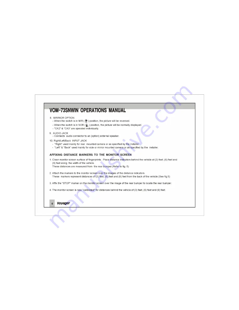 ASA Electronics Voyager VOM-73SNWIN Operation Manual Download Page 7