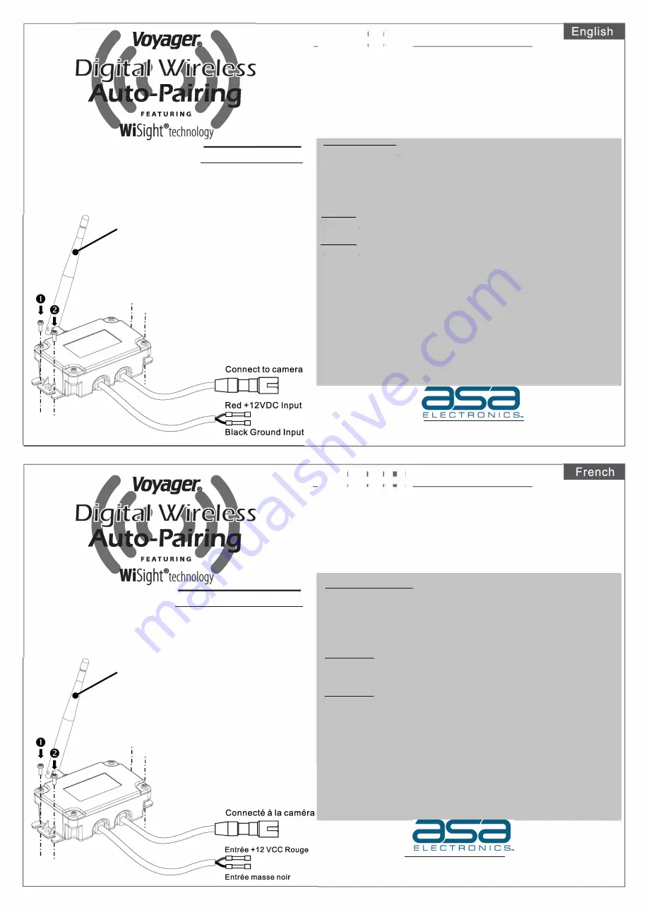 ASA Electronics Voyager WiSight WVTX1AP Скачать руководство пользователя страница 1