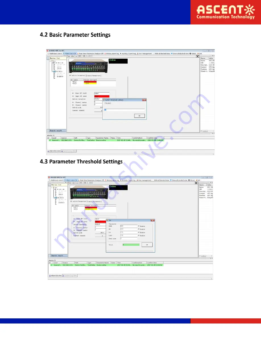 Ascent Communication Technology AH1000 HFC Quick Reference Manual Download Page 7