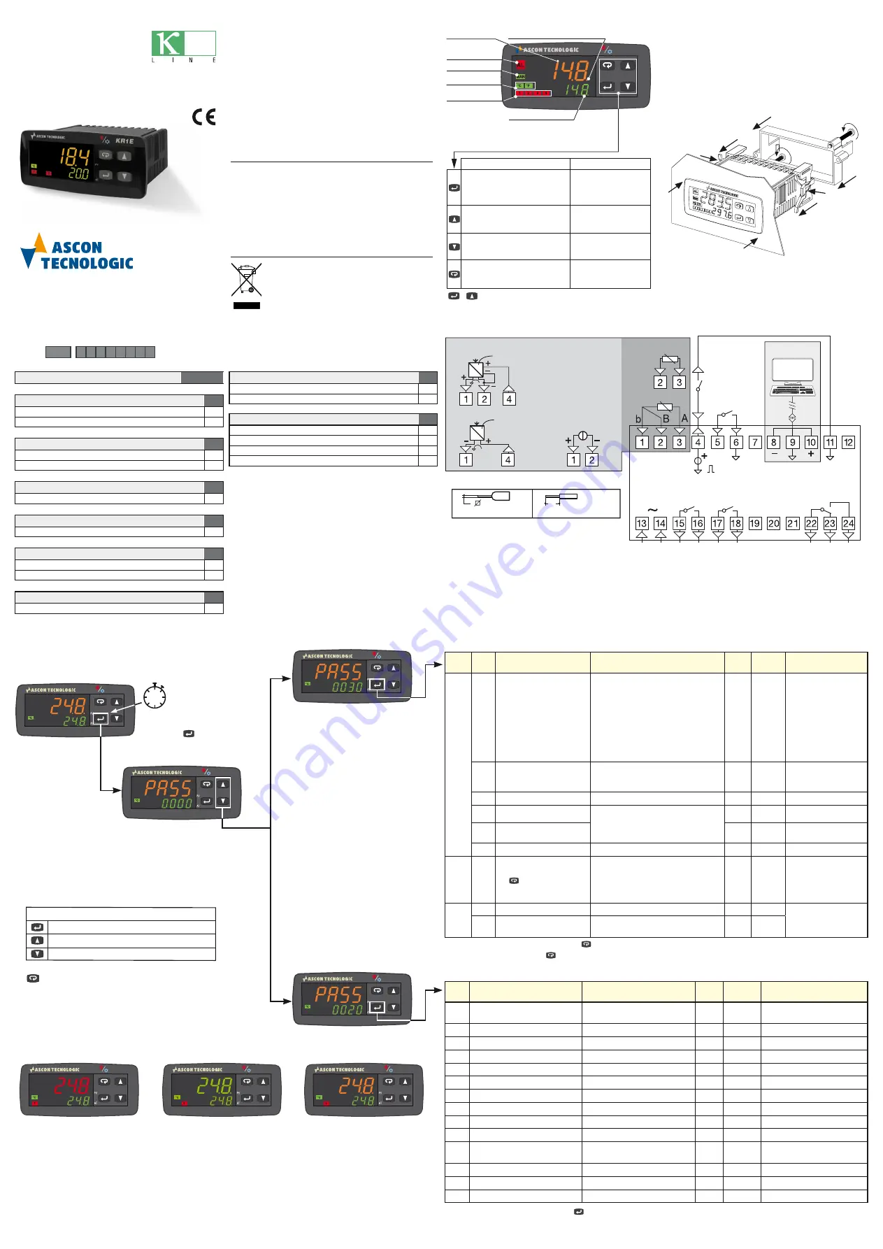 Ascon tecnologic KR1E Quick Start Manual Download Page 1