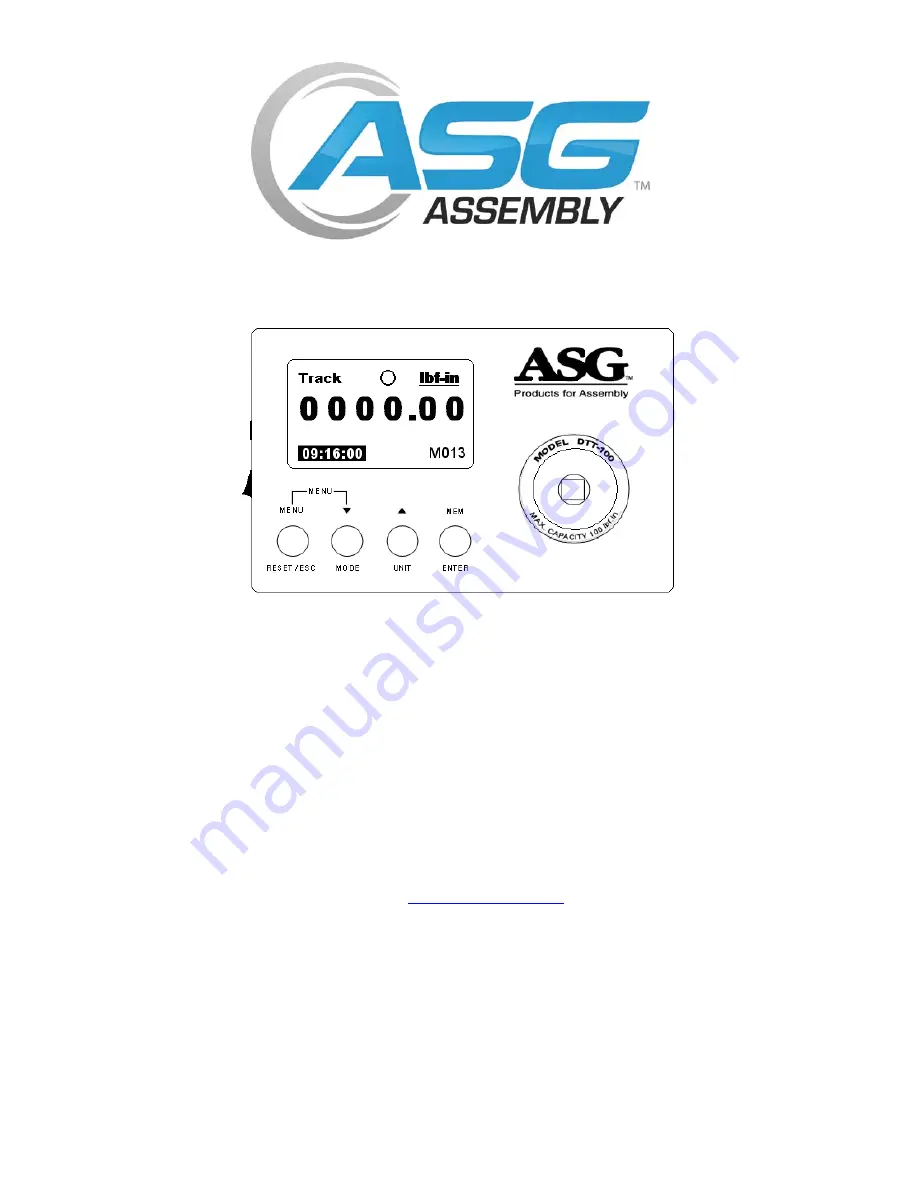 ASG DTT Series Operating Manual Download Page 1