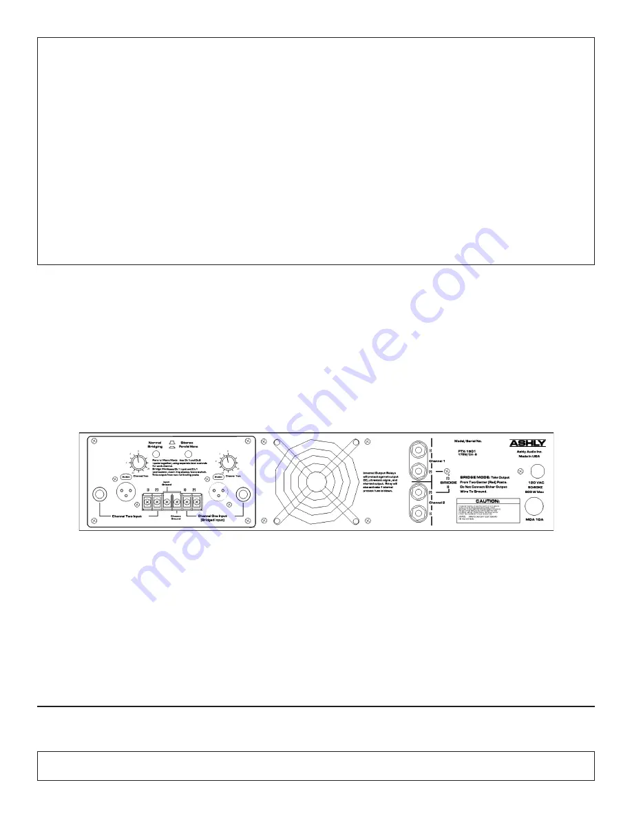 Ashly FTX-1501 Specification Sheet Download Page 2