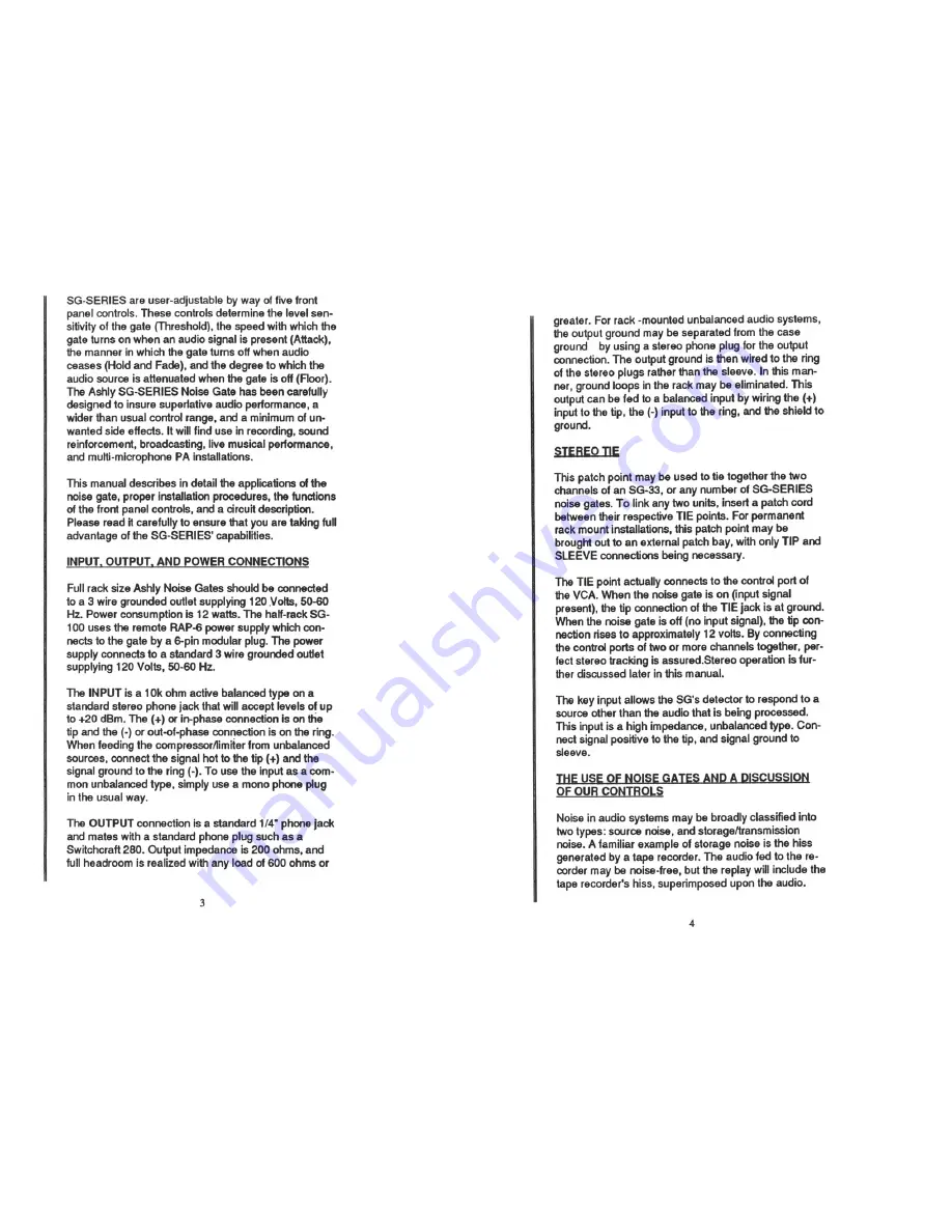 Ashly Noise Gates SG-33E Owner'S Manual Download Page 2