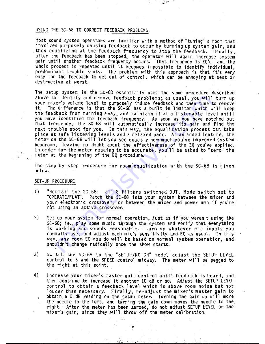 Ashly Parametric Notch Filter SC68 Operating Instructions Manual Download Page 10