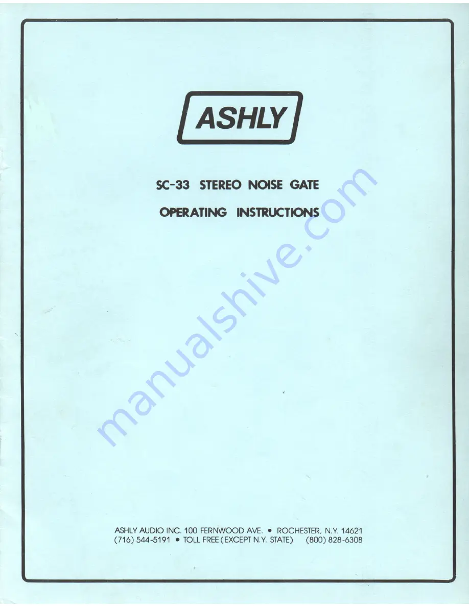 Ashly SC33 Operating Instructions Manual Download Page 1