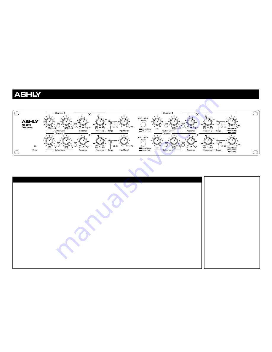 Ashly XR-2001 Скачать руководство пользователя страница 1
