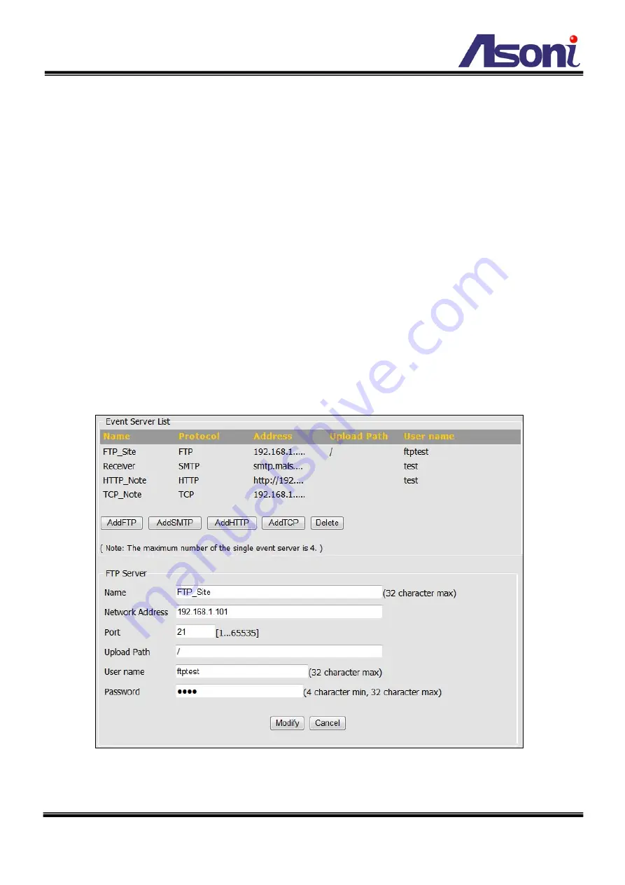 Asoni CAM741H-PoE-P User Manual Download Page 43