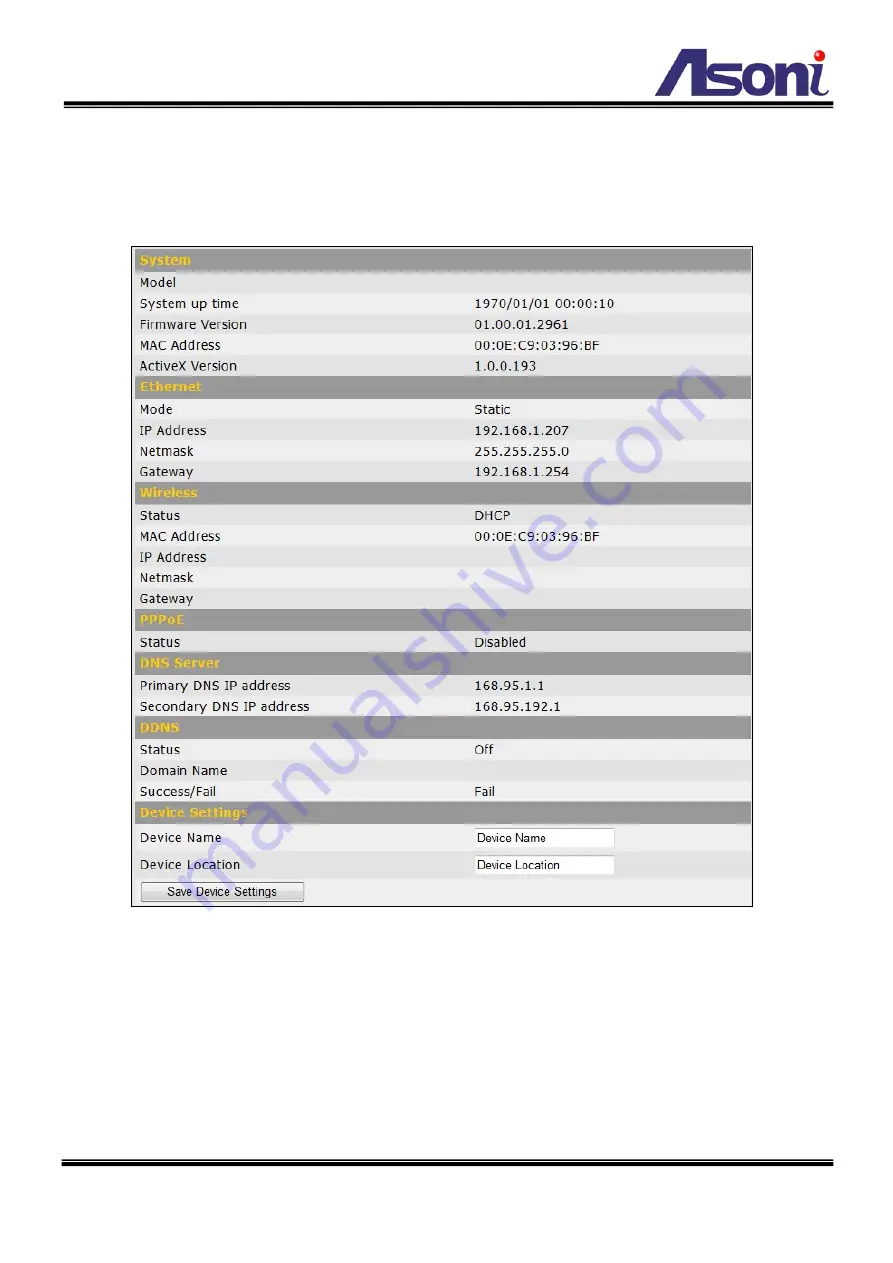 Asoni CAM741H-PoE-P User Manual Download Page 50