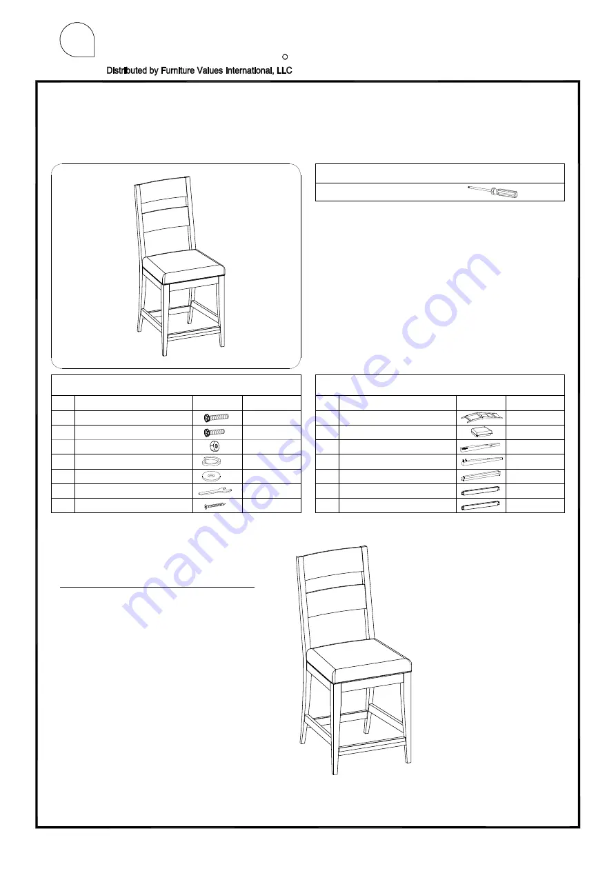 aspenhome Counter Height Side Chair I256-6643S Assembly Instructions Download Page 1