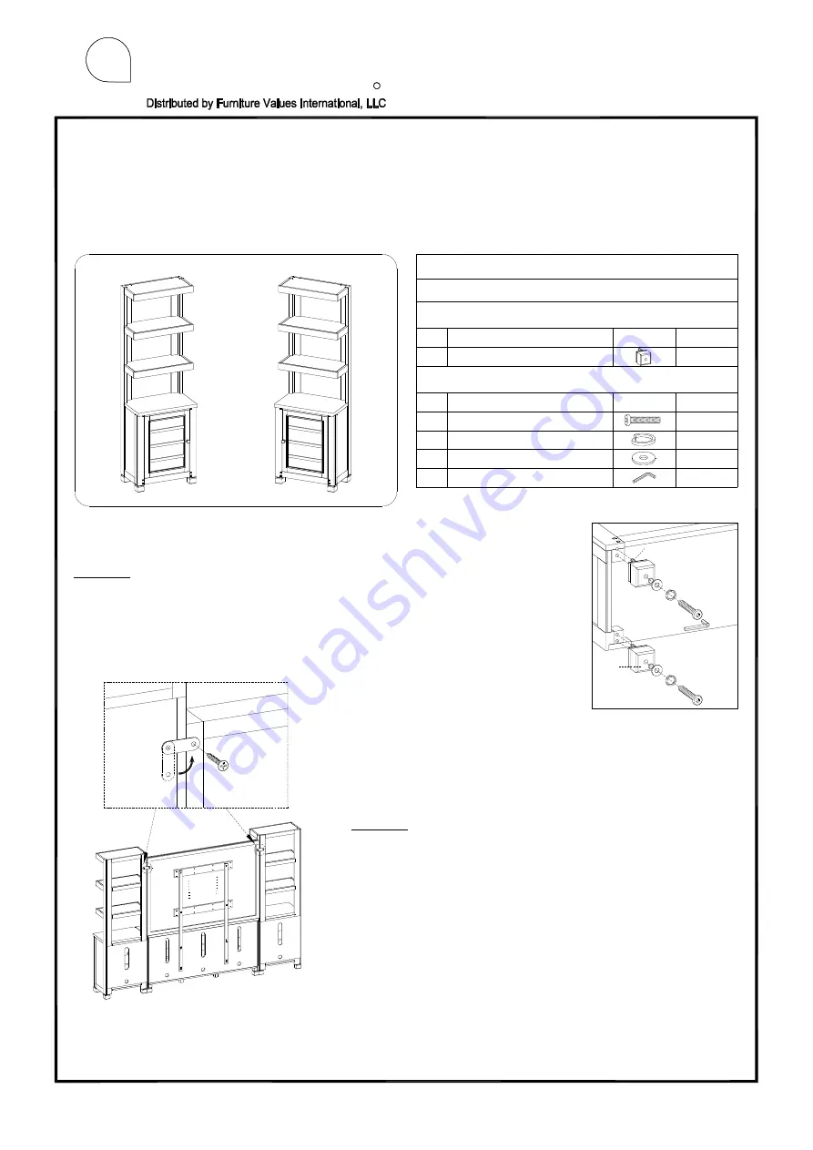 aspenhome I45-225L-BAR/STN LF Pier Assembly Instructions Download Page 1