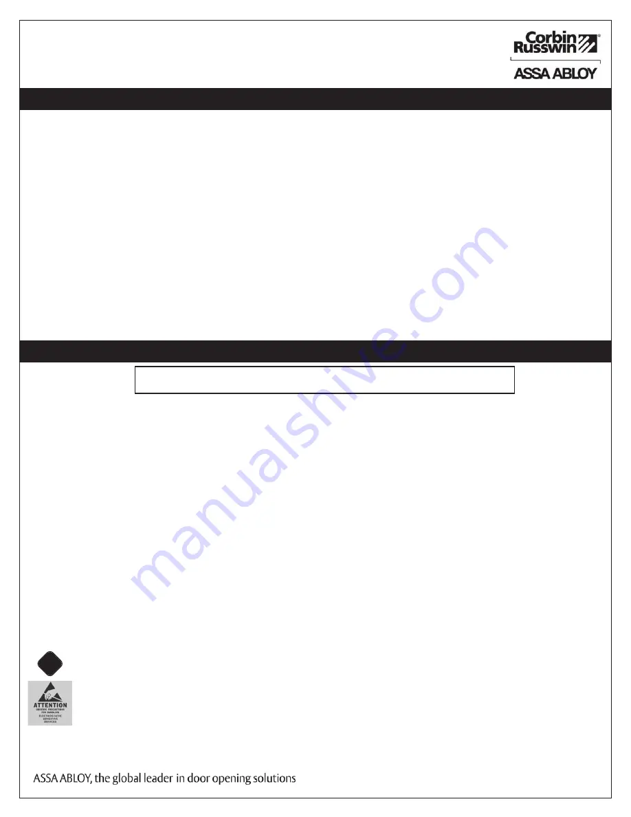 Assa Abloy Corbin Russwin Access 600 CL33600 TCRNE1 Series Installation Instructions Manual Download Page 3