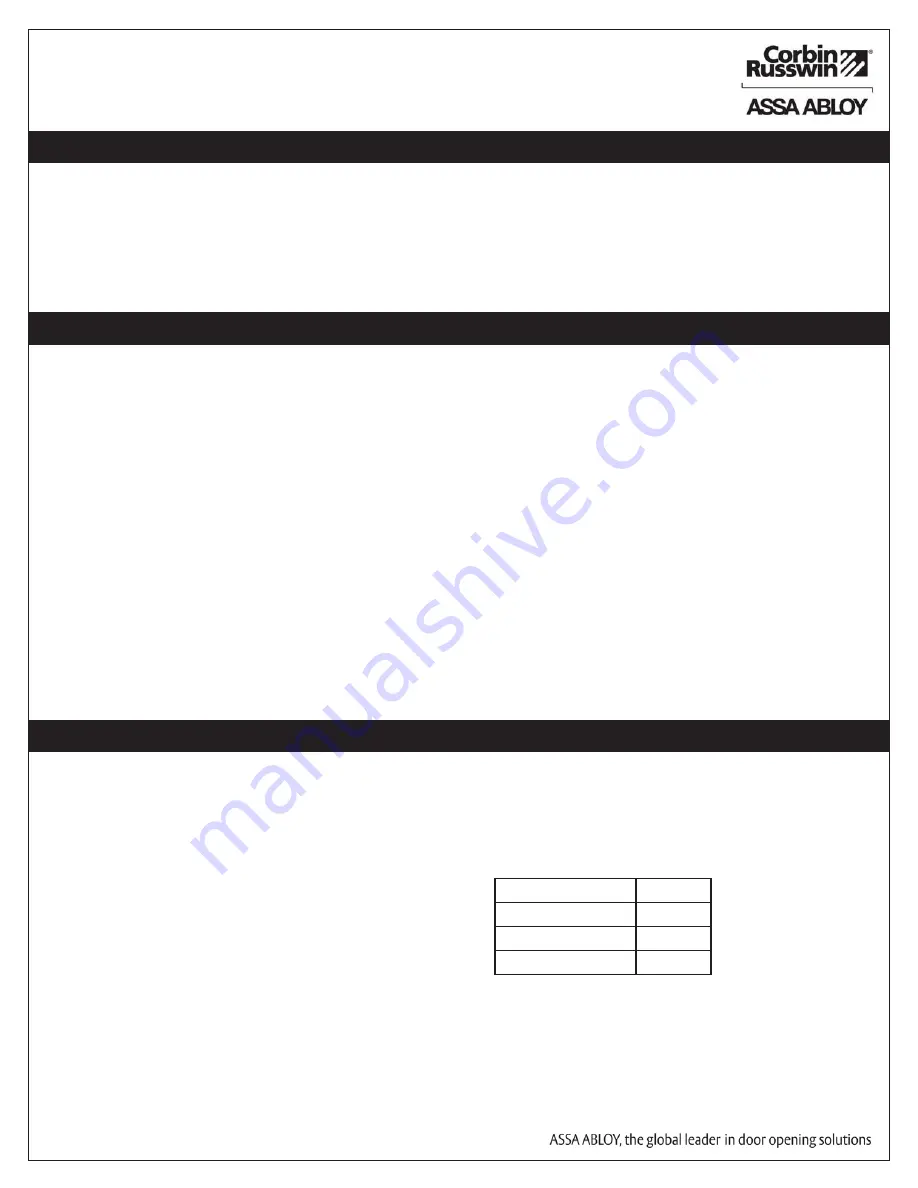 Assa Abloy Corbin Russwin Access 600 CL33600 TCRNE1 Series Installation Instructions Manual Download Page 4