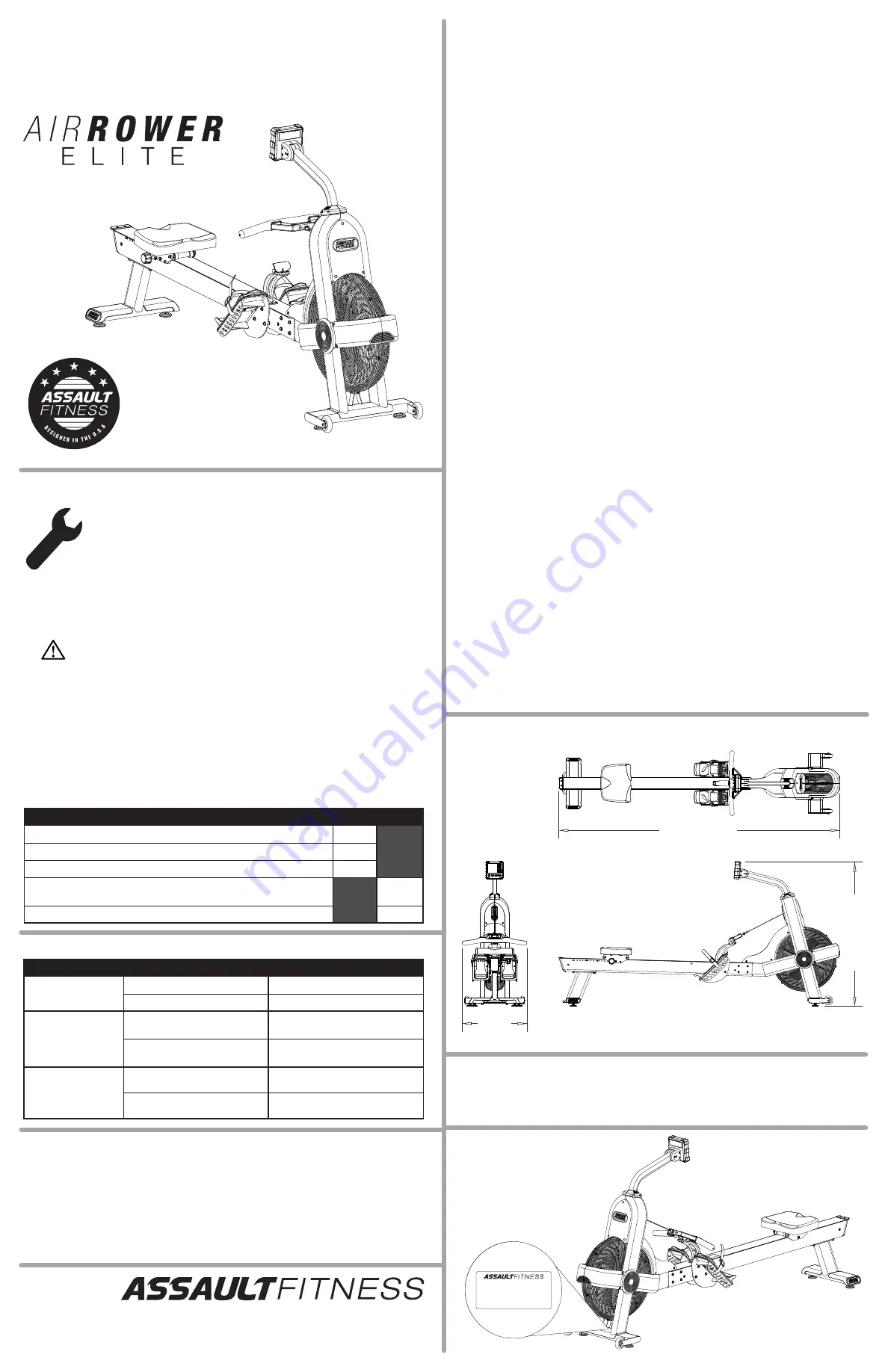 Assault Fitness AirRower ELITE Technical Specifications & Use Manuallines Download Page 2