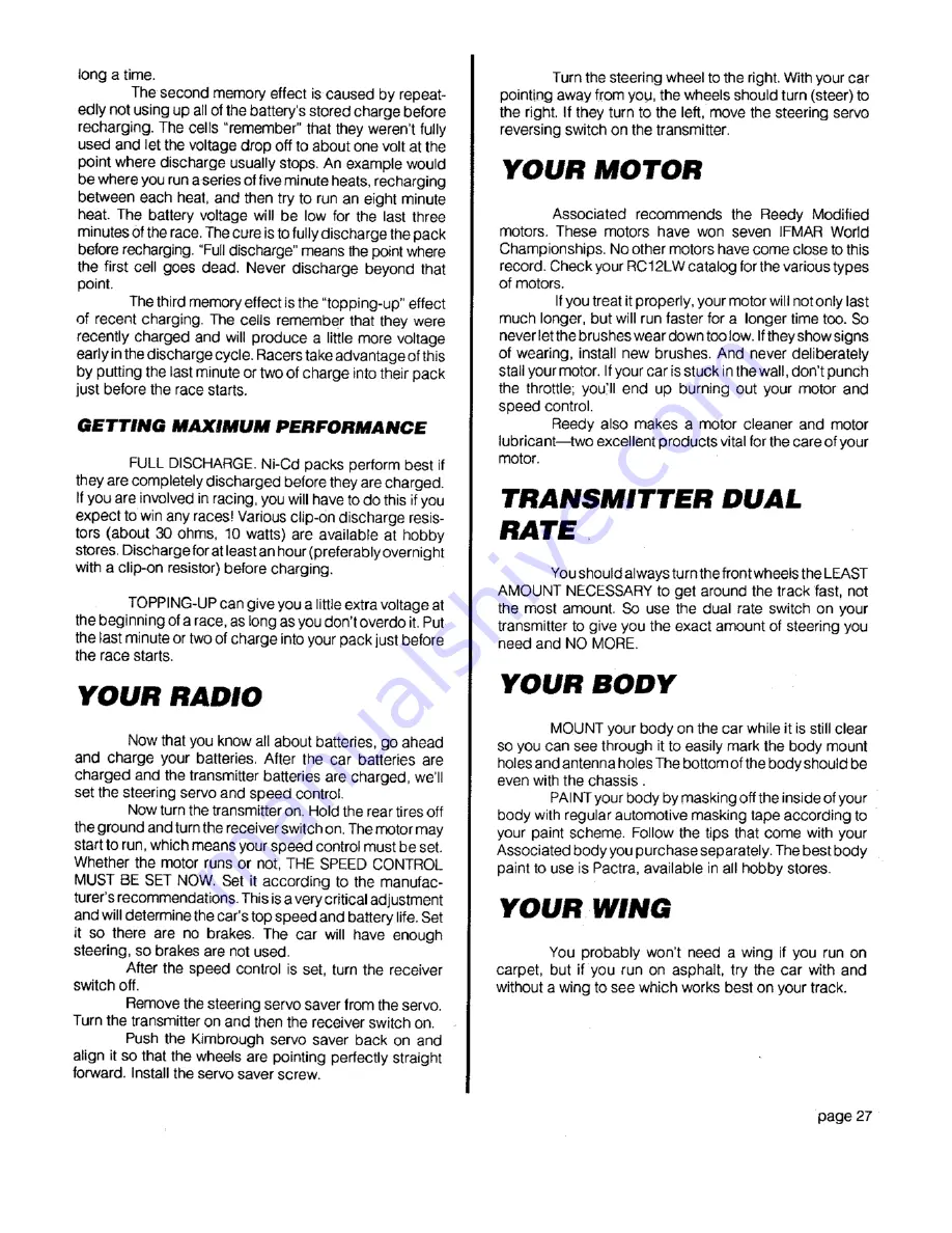 Associated Electrics RC12LW Instruction Manual Download Page 27