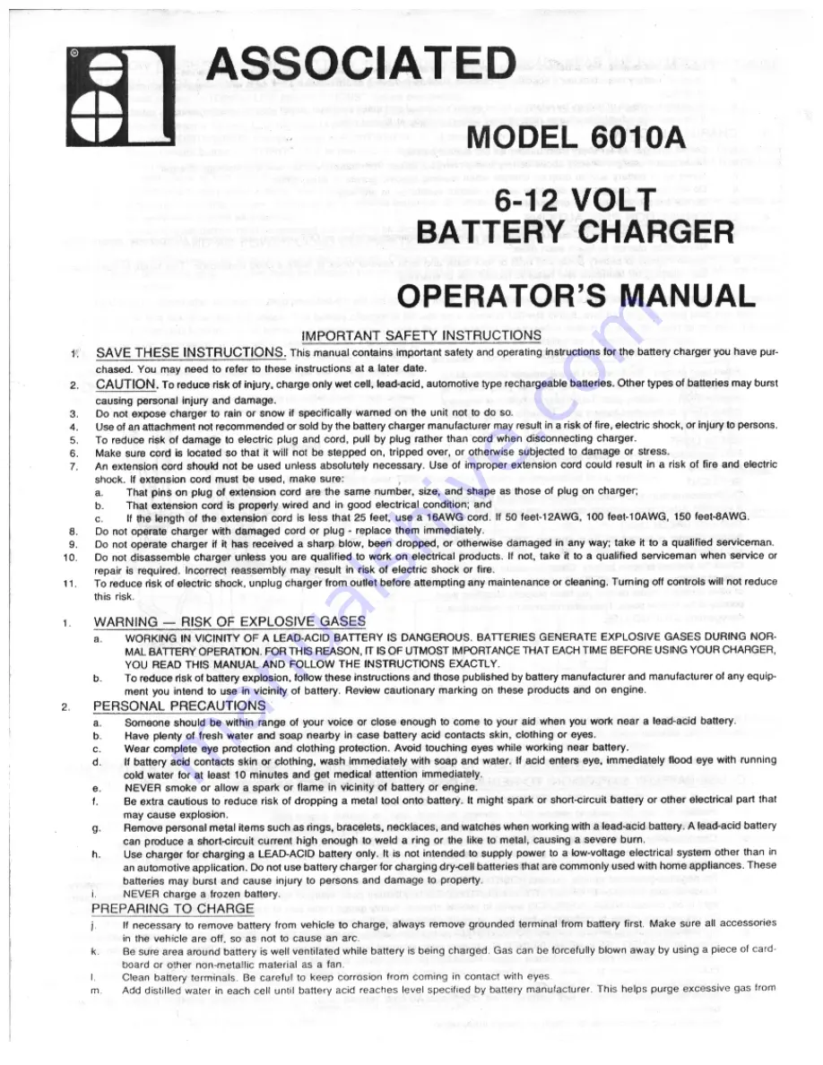 Associated 6010A Operator'S Manual Download Page 1