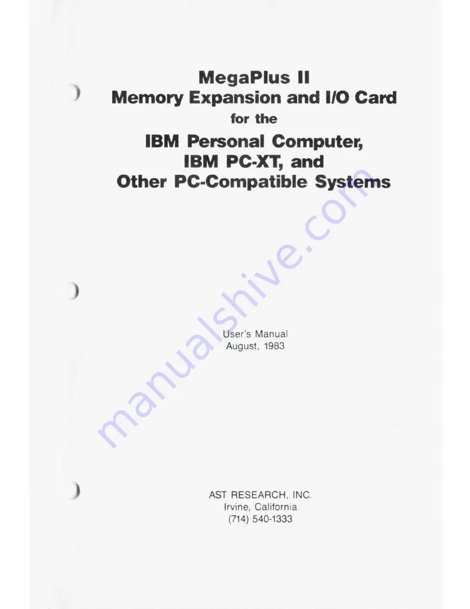 AST RESEARCH MegaPlus II Скачать руководство пользователя страница 2