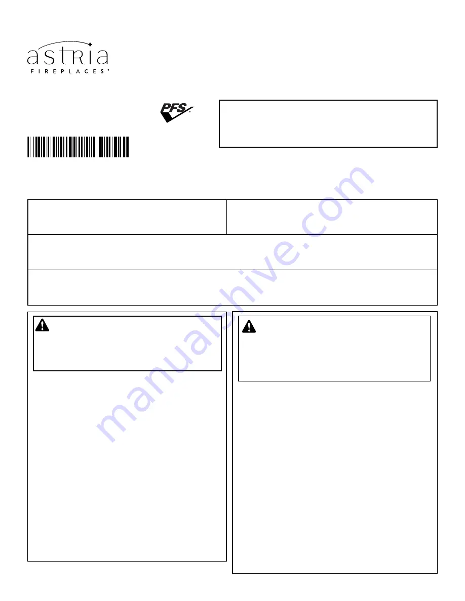 Astria Fireplaces Gemini33REN-B Installation And Operation Instructions Manual Download Page 1