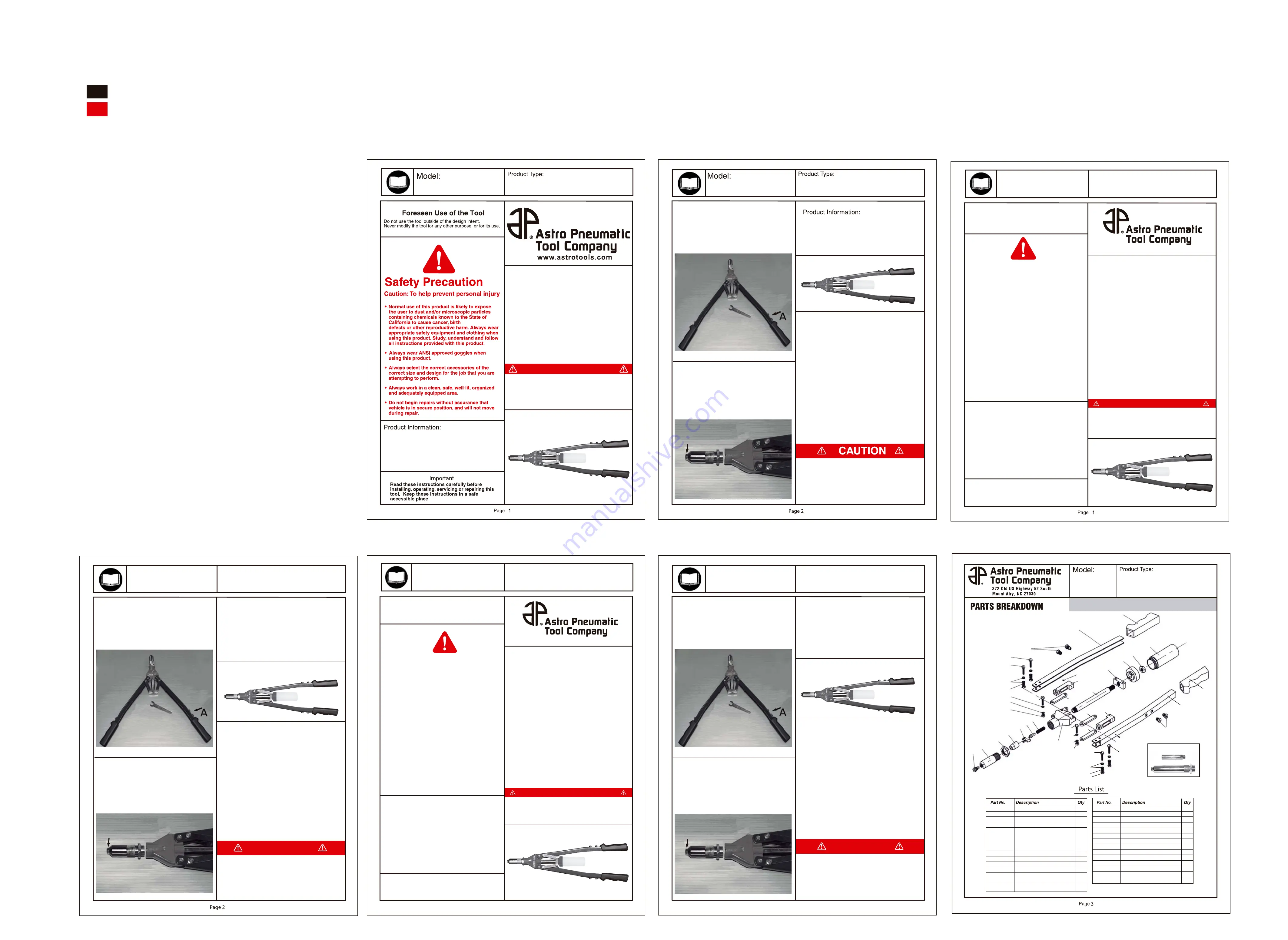 Astro Pneumatic Tool 1426 Instructions Manual Download Page 6