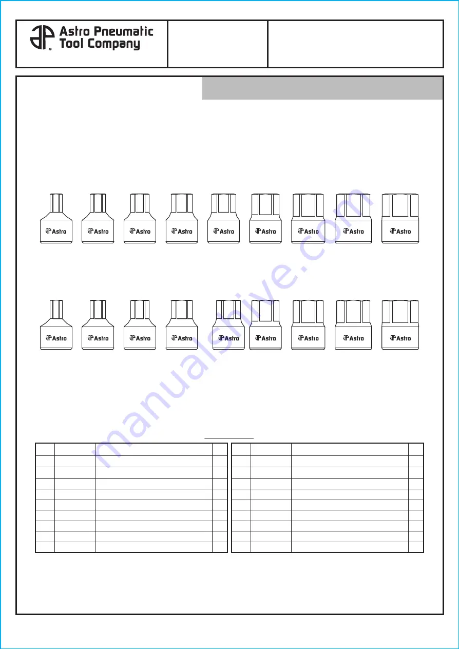 Astro Pneumatic 94418H Quick Start Manual Download Page 2