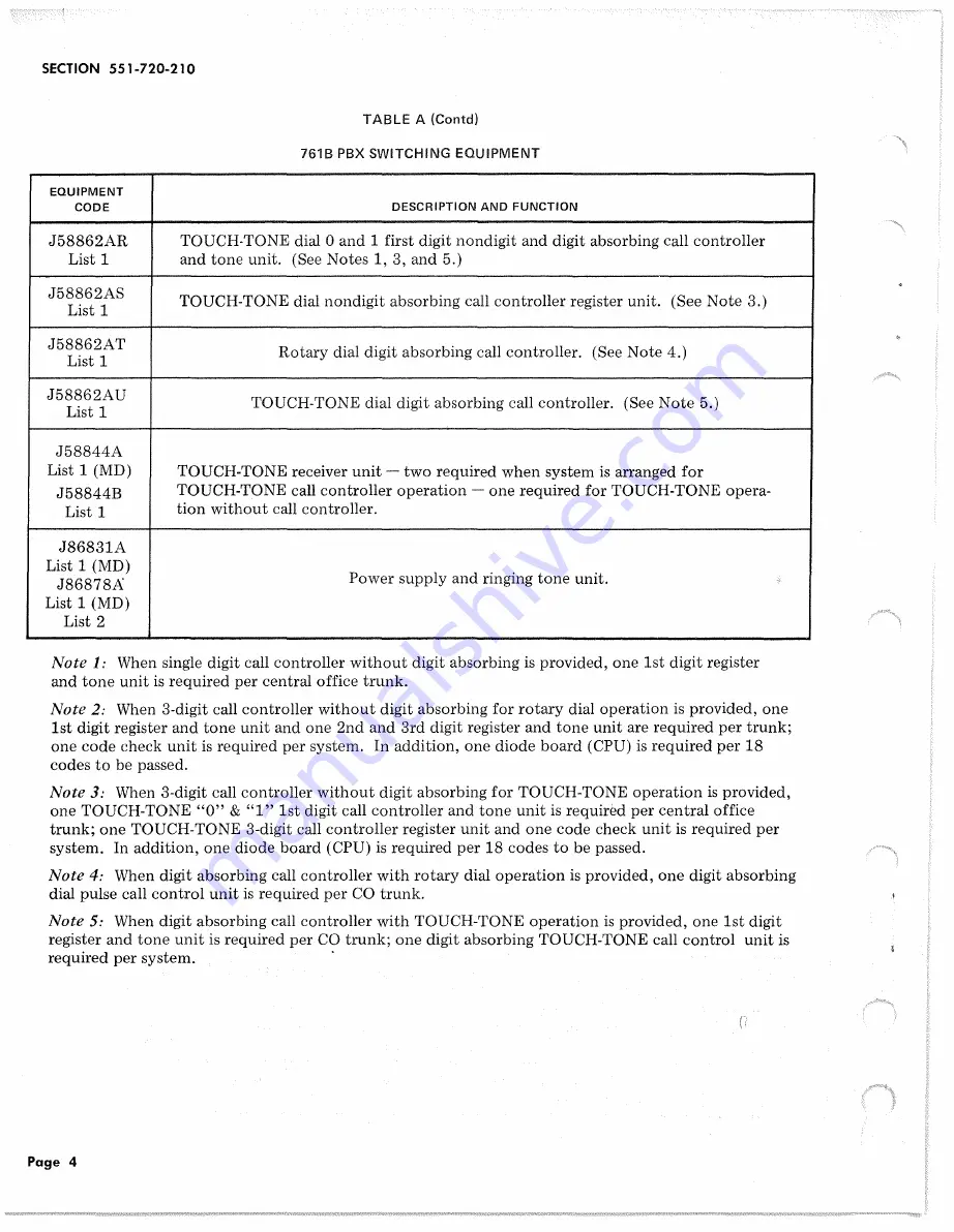 AT&T 761B PBX Identification, Installation, And Connections Download Page 4