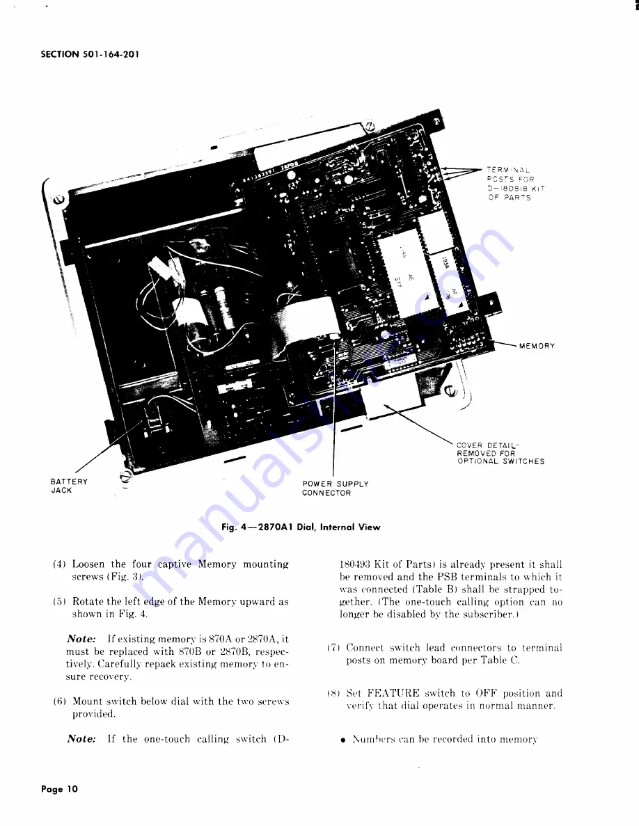 AT&T BELL SYSTEM Touch-A-Matic 2870A1 Identification, Installation, Connections, Operation, And Maintenance Download Page 10