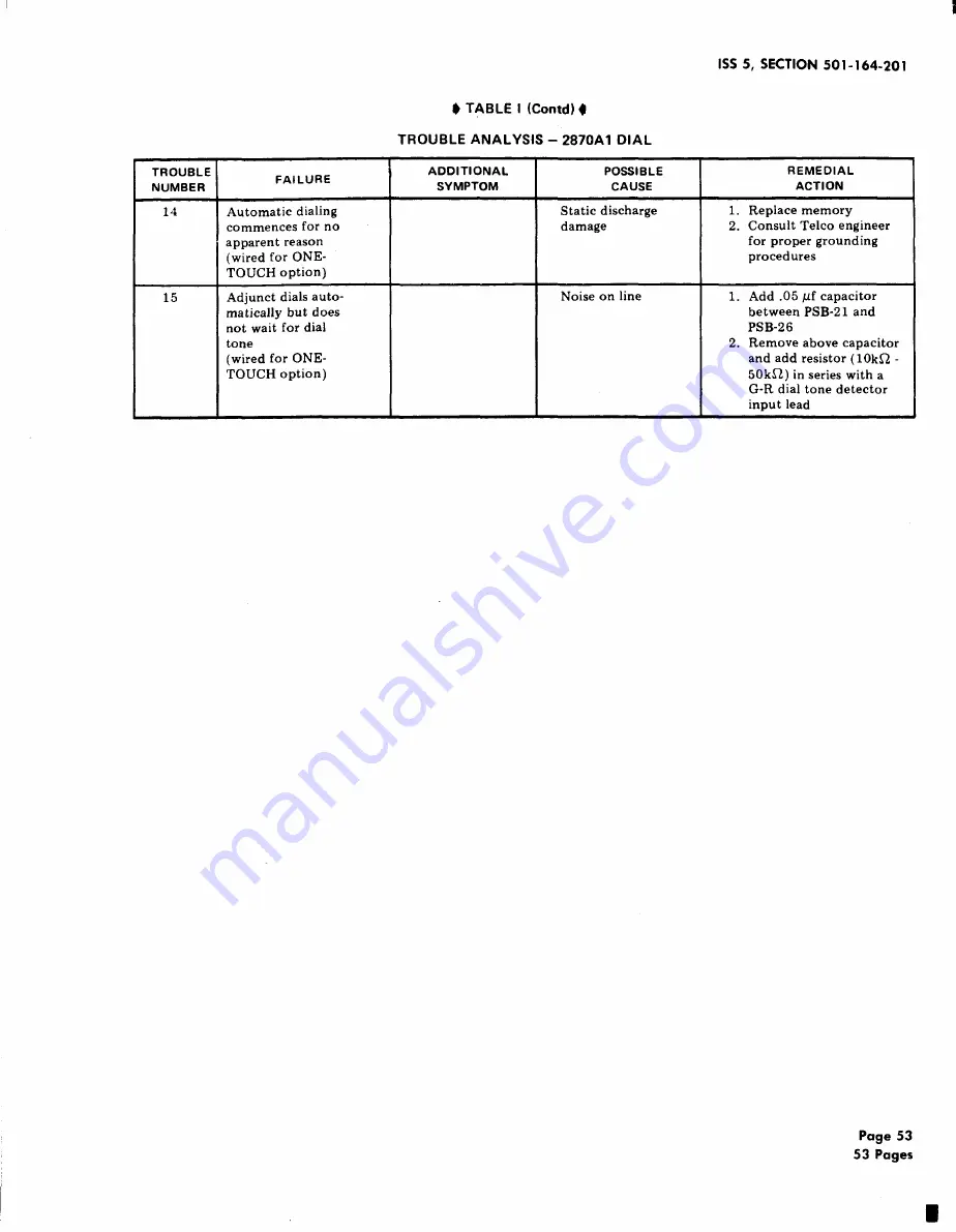 AT&T BELL SYSTEM Touch-A-Matic 2870A1 Identification, Installation, Connections, Operation, And Maintenance Download Page 50