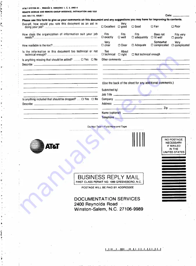 AT&T System 85 Installation And Test Download Page 189