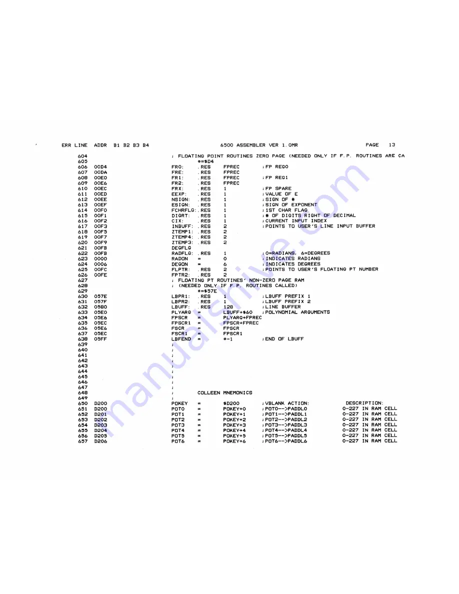 Atari 400 Technical Reference Manual Download Page 274