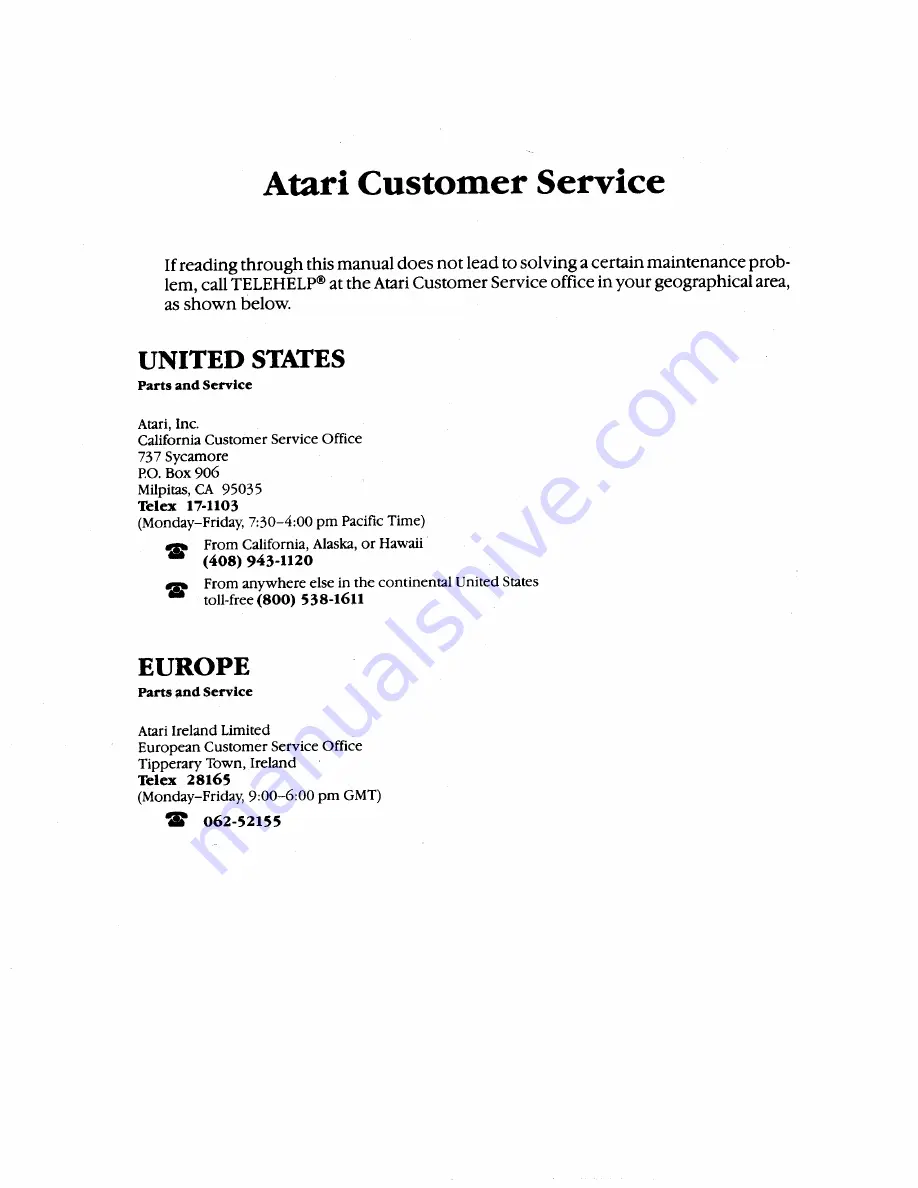 Atari A200001-01 Service Manual Download Page 2