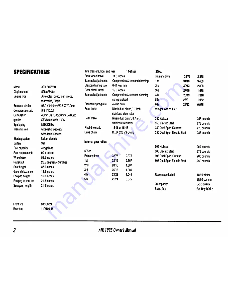 ATK 4 Stroke 1995 Owner'S Manual Download Page 5