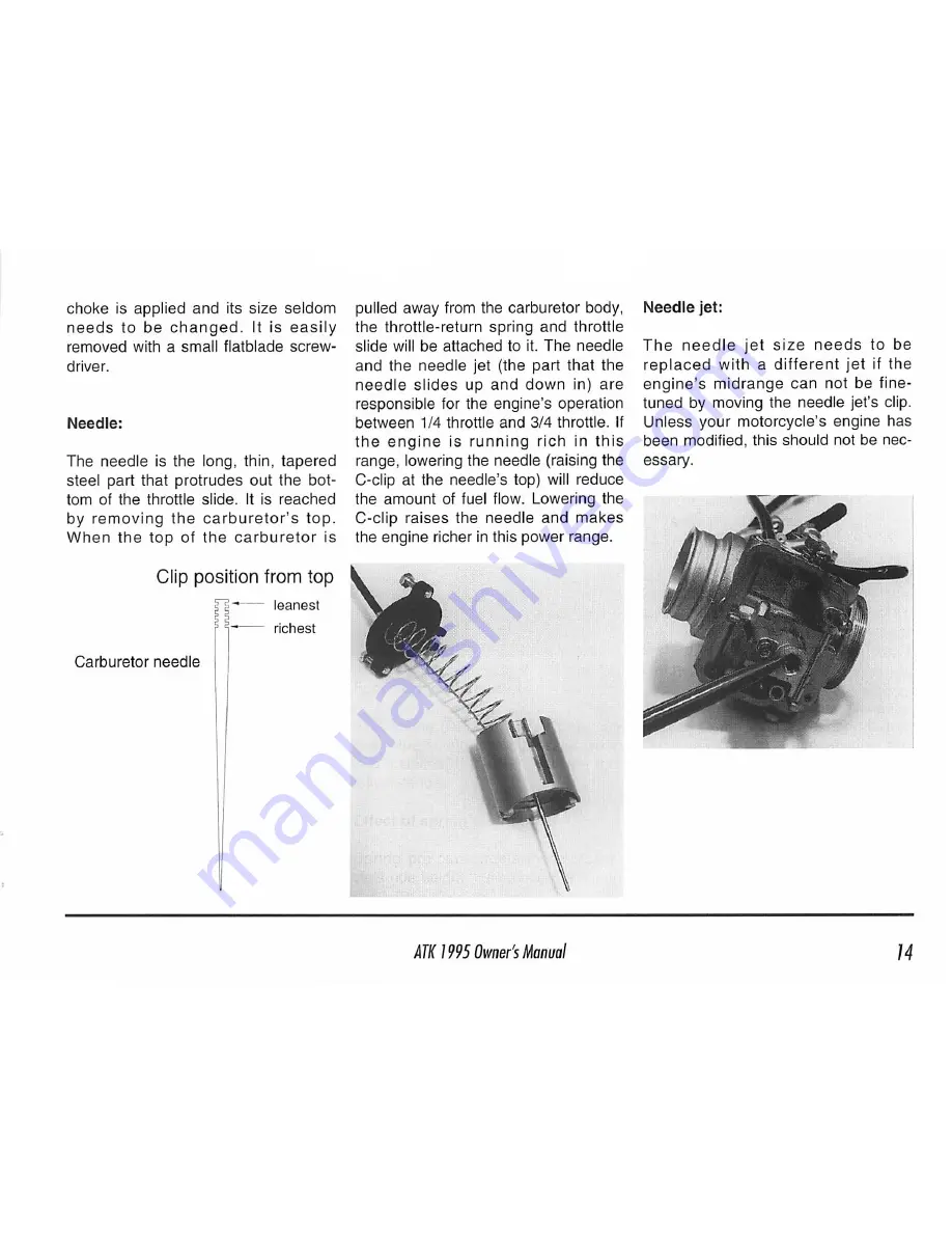 ATK 4 Stroke 1995 Owner'S Manual Download Page 16