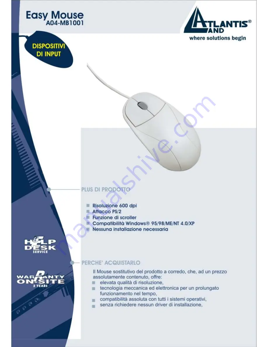 Atlantis Land Easy Mouse A04-MB1001 (Italian) Brochure Download Page 1