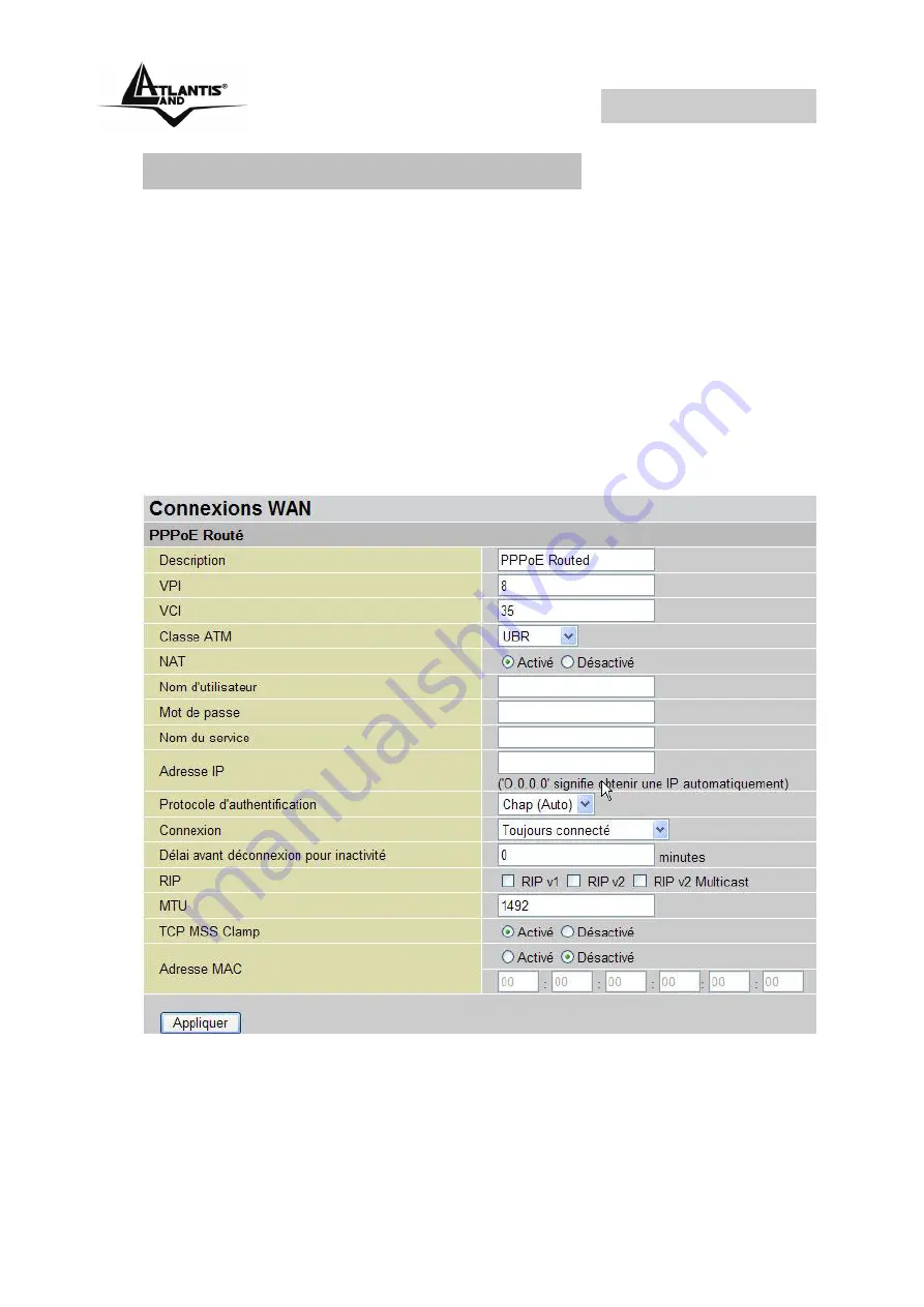 Atlantis Land WebShare A02-RA340 (French) Manual Rapide Download Page 20