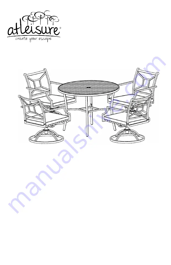 Atleisure 5PC Swivel Dining Set FRN-102030 Assembly & Care Instructions Download Page 1