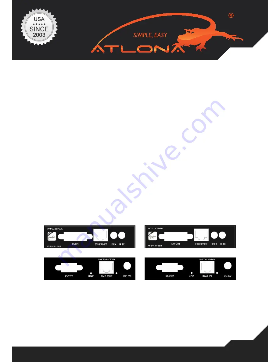 Atlona AT-DVI4-100SR Скачать руководство пользователя страница 1