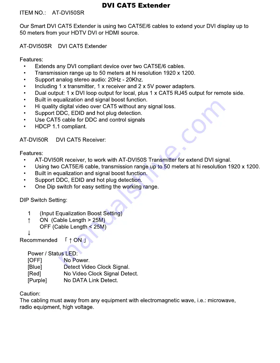 Atlona AT-DVI50S Manual Download Page 1