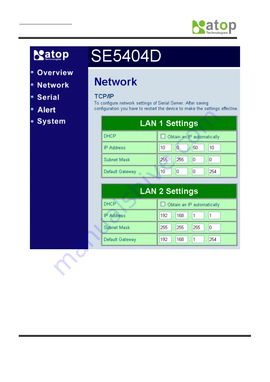 Atop SE5404D Series User Manual Download Page 34