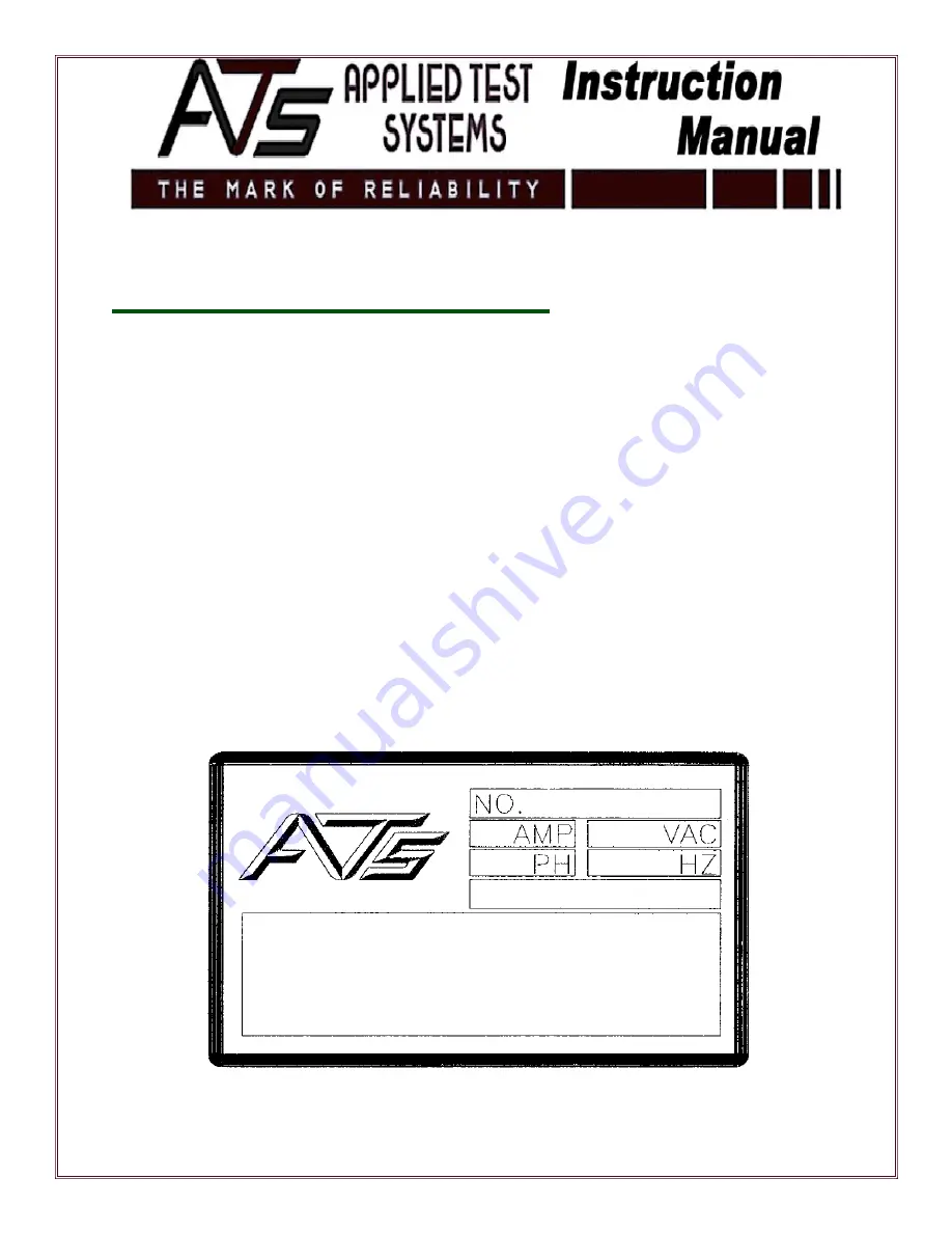 ATS 2140-M Series Instruction Manual Download Page 5