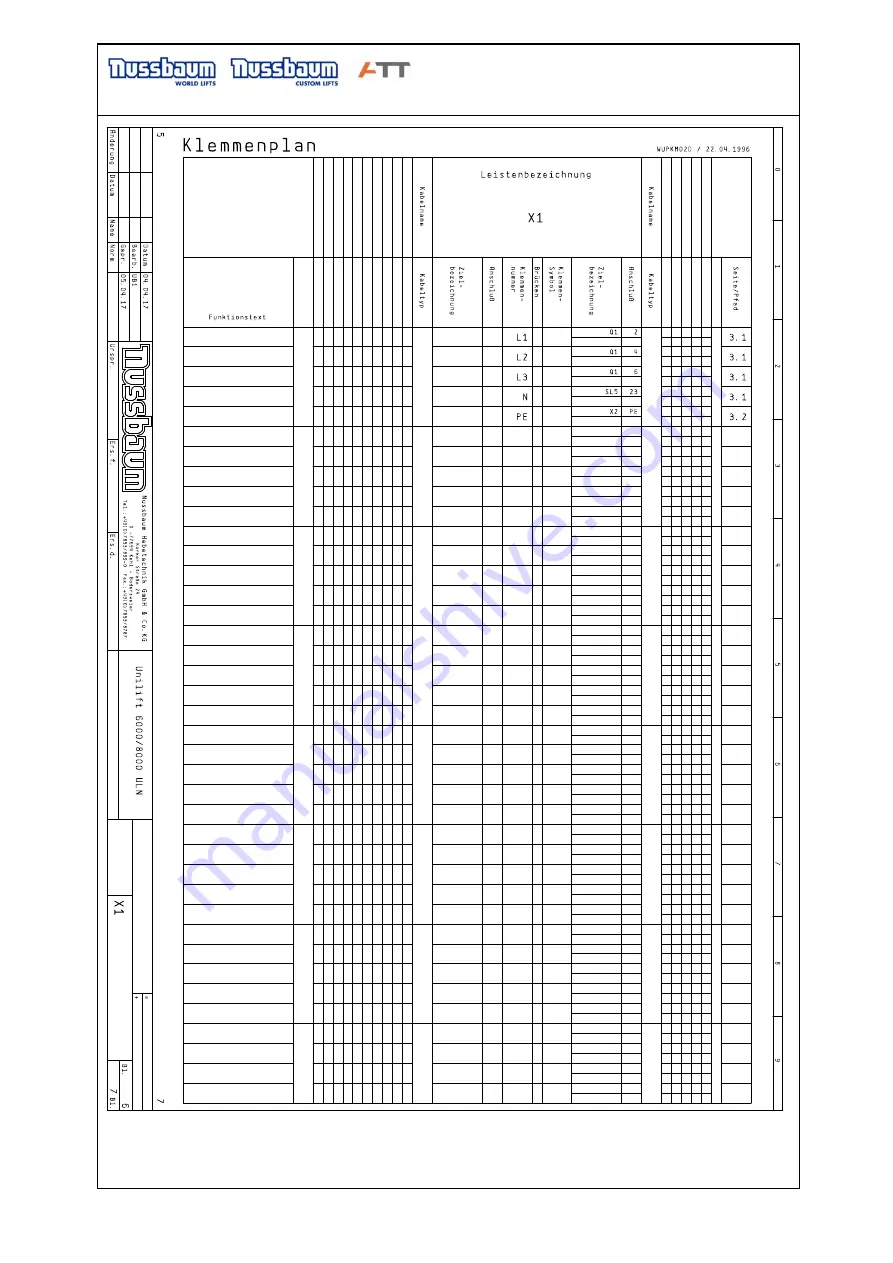 ATT Nussbaum UNI LIFT 6500 Operating Instruction And Documentation Download Page 31