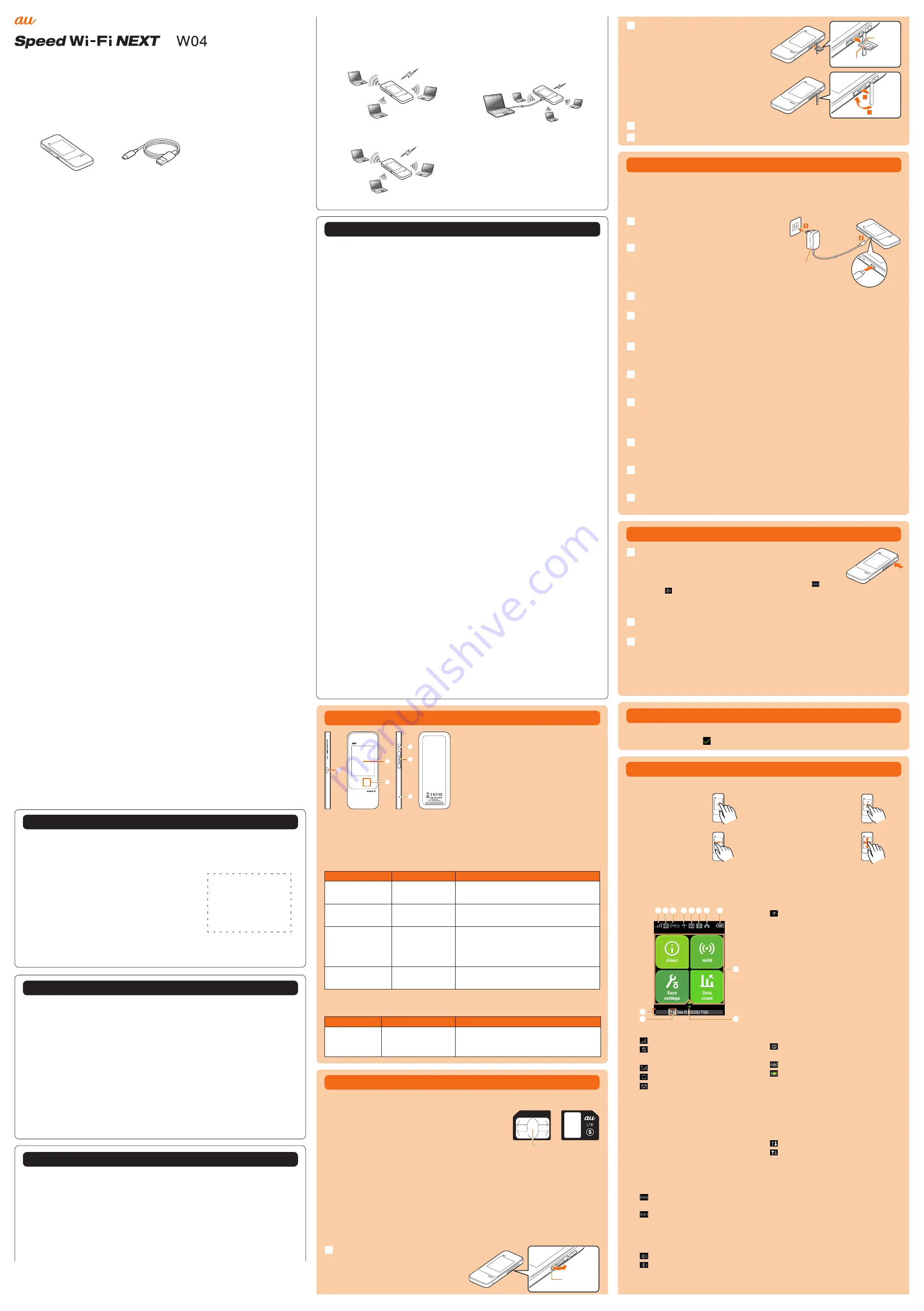 AU W04 Quick Start Manual Download Page 1