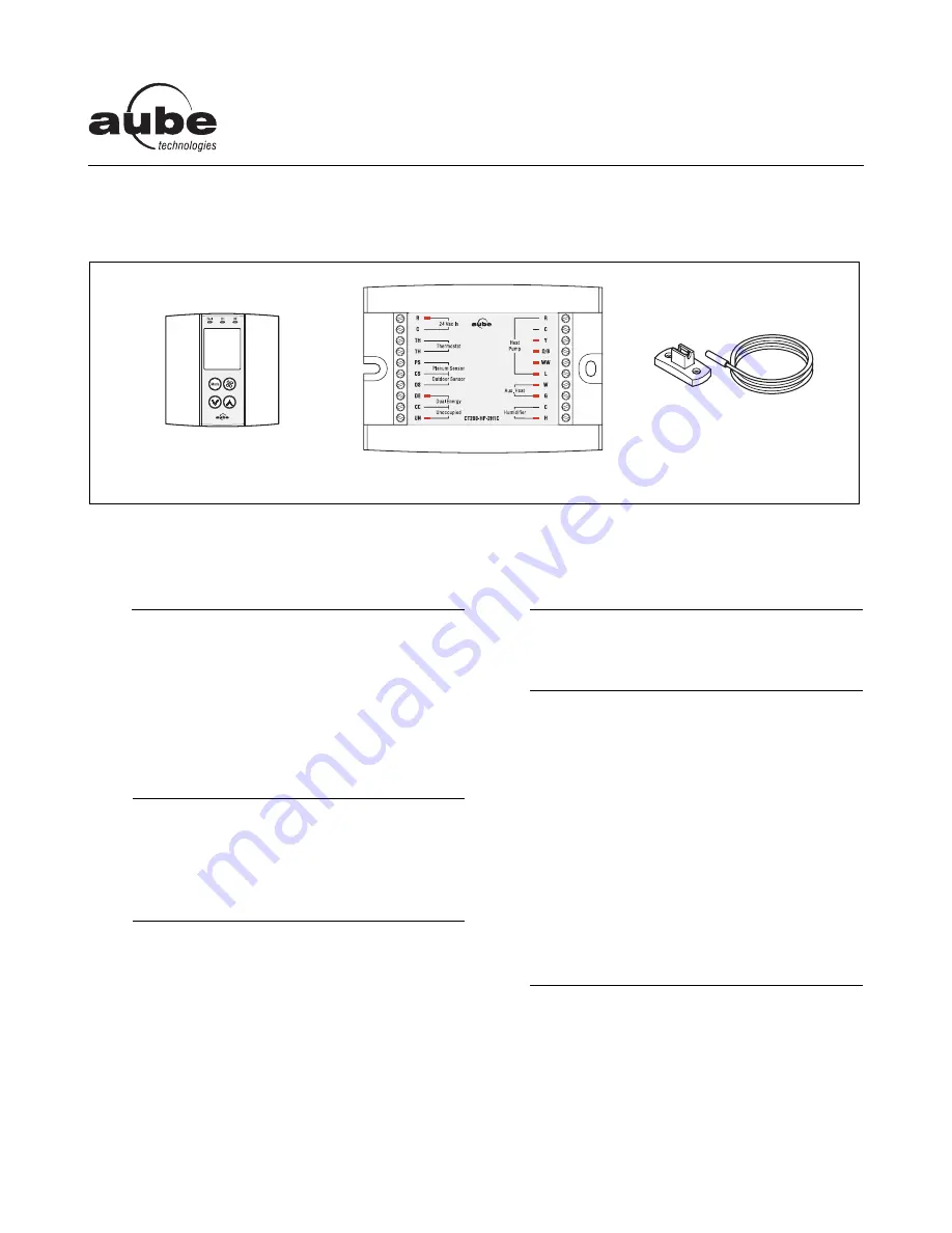 Aube Technologies Non-programmable Heat Pump Controller TH146-N-DE Скачать руководство пользователя страница 1