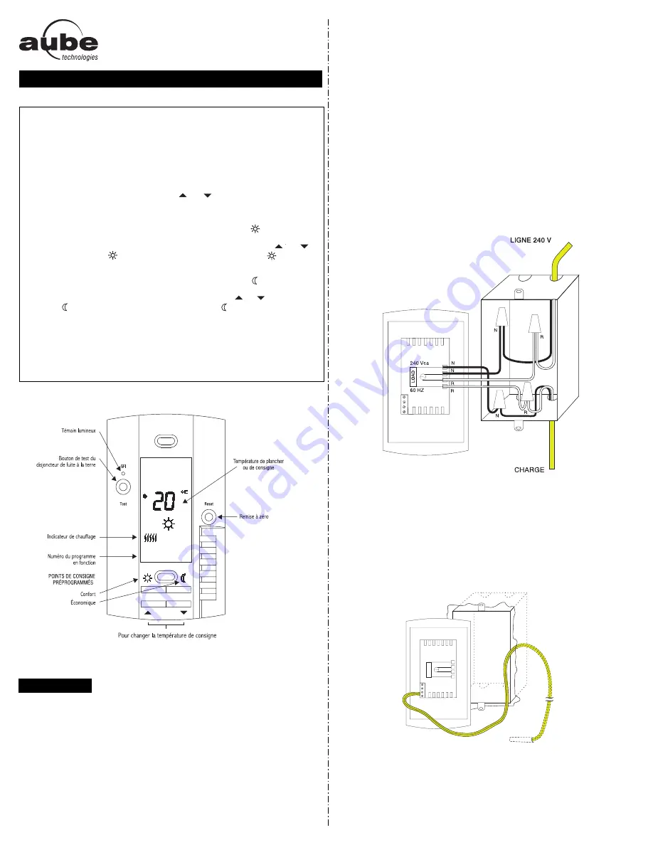 Aube Technologies TH111GFCI-NP 240 VCA (French) Manuel D'Utilisation Download Page 1