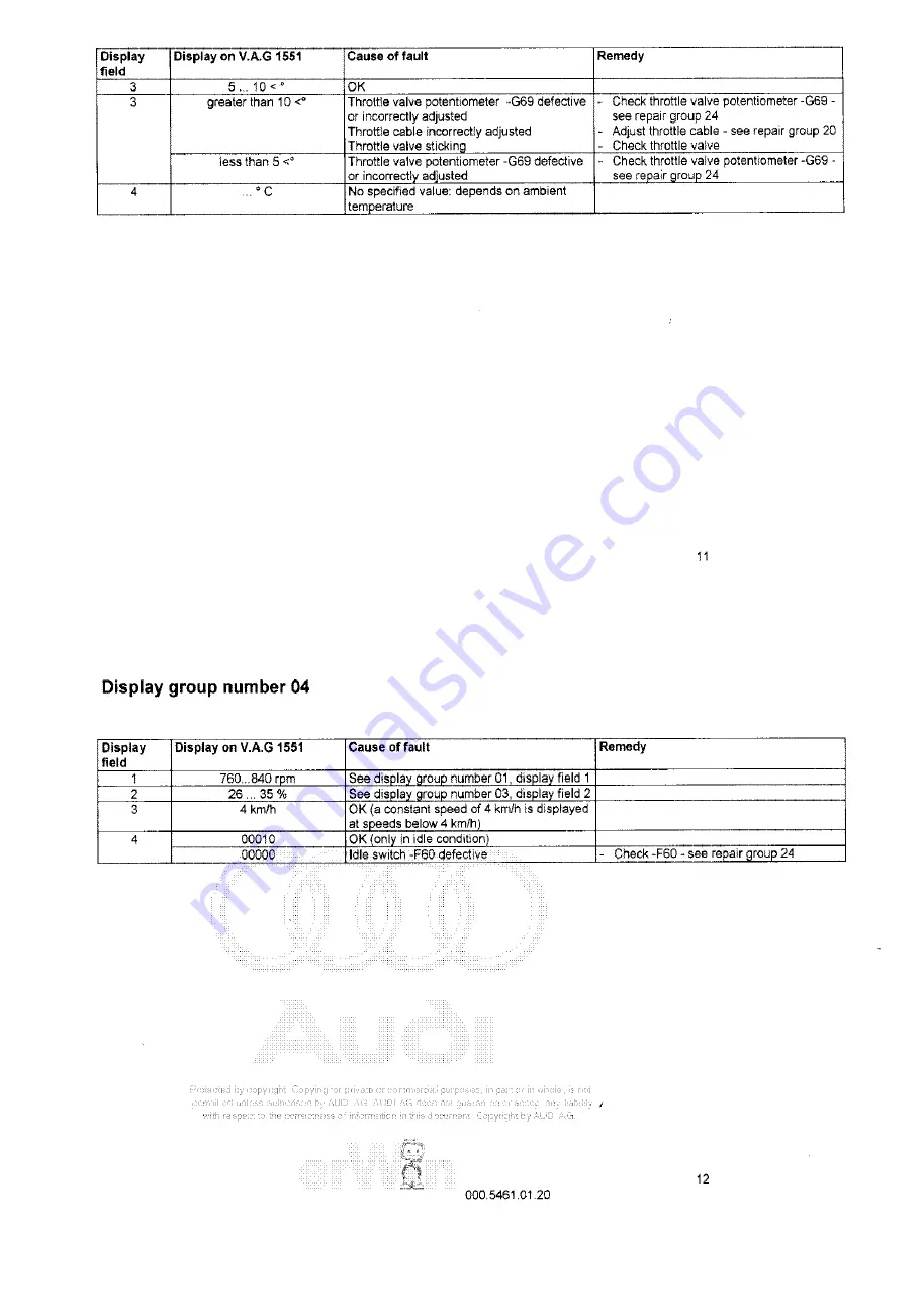 Audi 100 1983 Workshop Manual Download Page 282