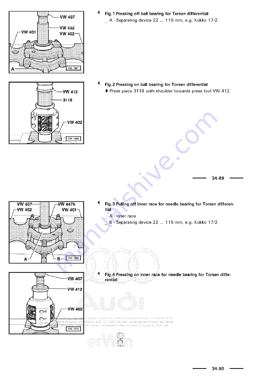 Audi 100 1983 Workshop Manual Download Page 360