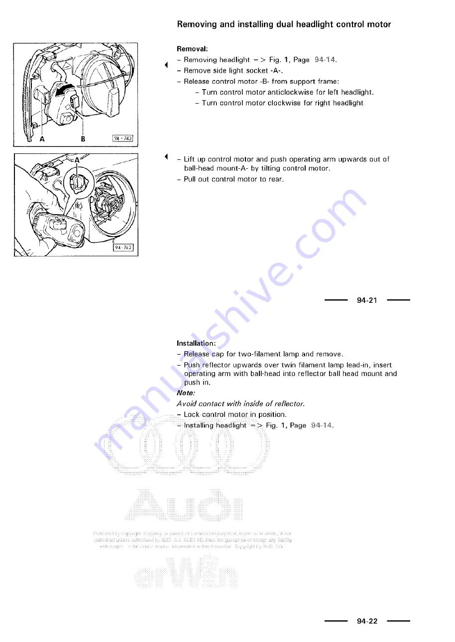 Audi 100 1983 Workshop Manual Download Page 596