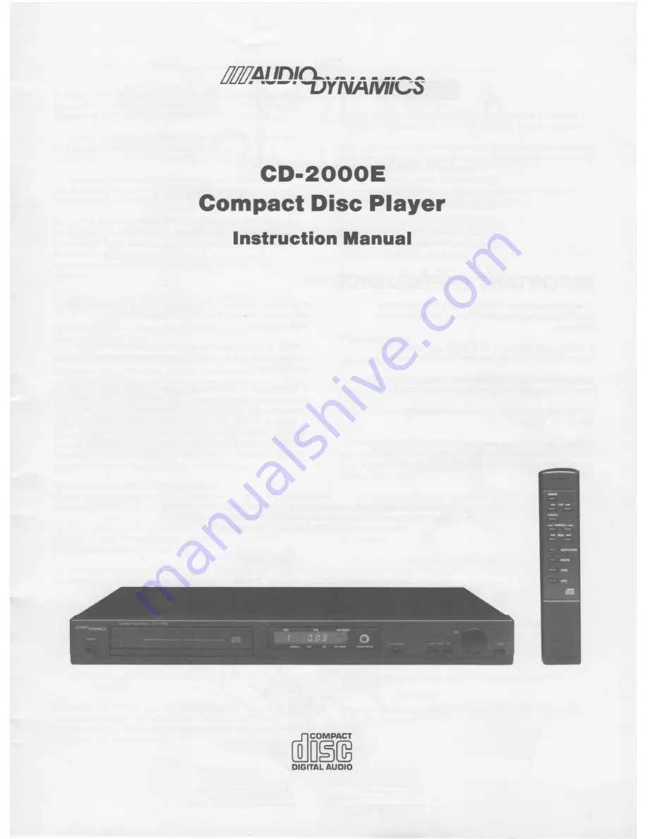 AUDIO DYNAMIX CD-2000E Instruction Manual Download Page 1