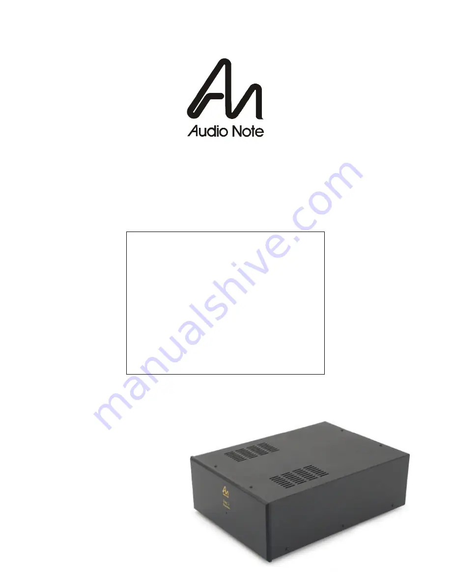 Audio Note DAC1.1x Signature Скачать руководство пользователя страница 1